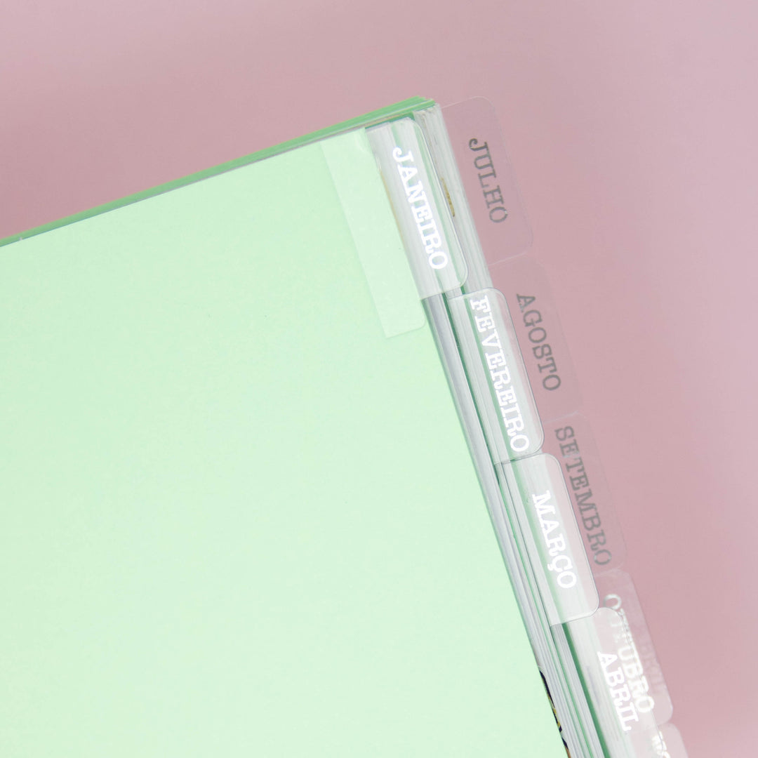 Adesiabas Meses — Abas Adesivas para Planner e Caderno