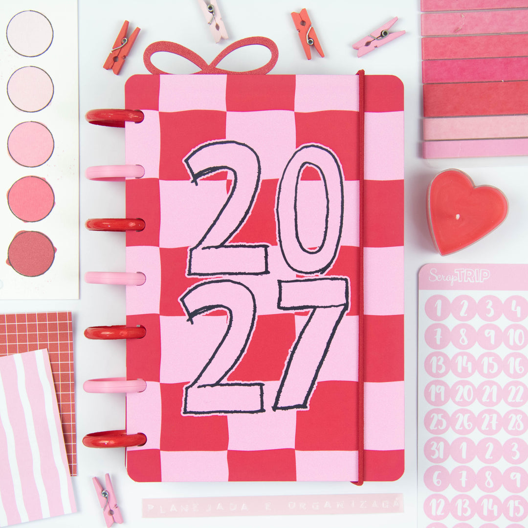 Planner 2027 Vermelho e Rosa
