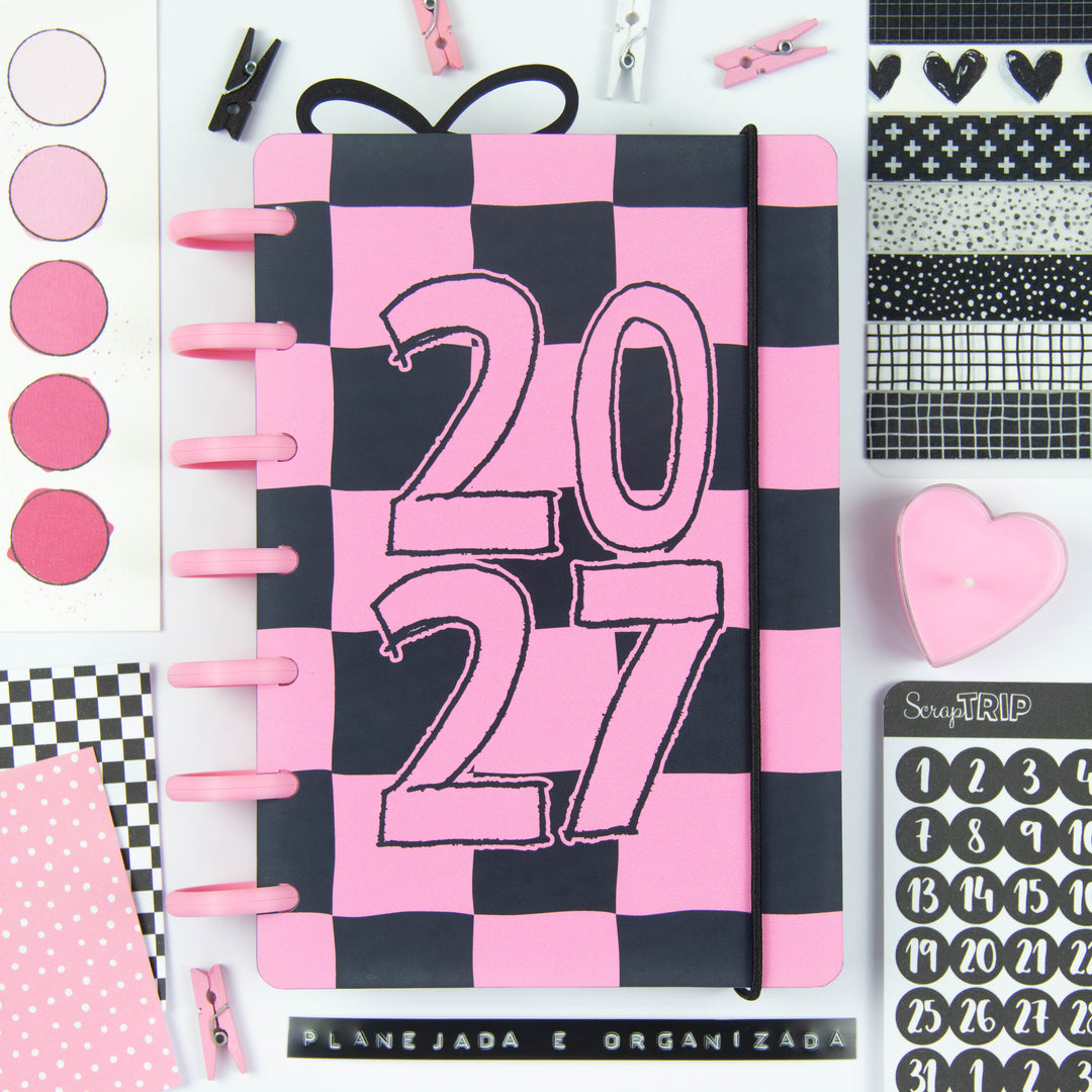 Planner 2027 Preto e Rosa
